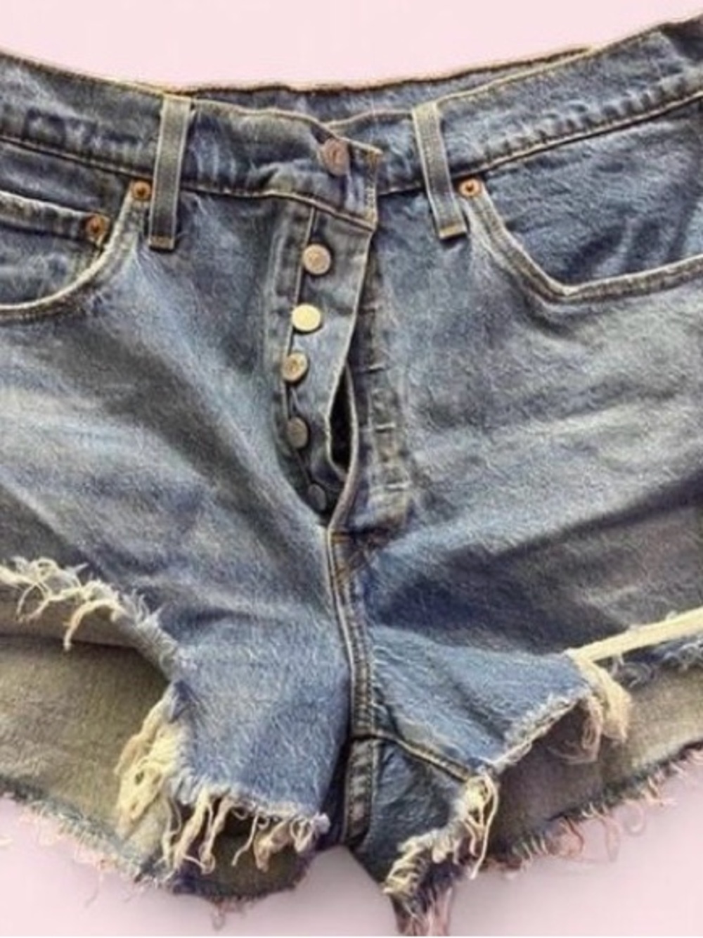 Levi's Light Blue Distressed Cutoff Jean Shorts